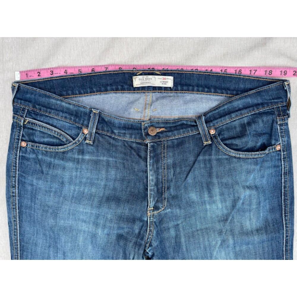 Y2K Vintage Old Navy Lowest Rise Flare Jeans Size 14 Utility Pocket Denim - Picture 4 of 10
